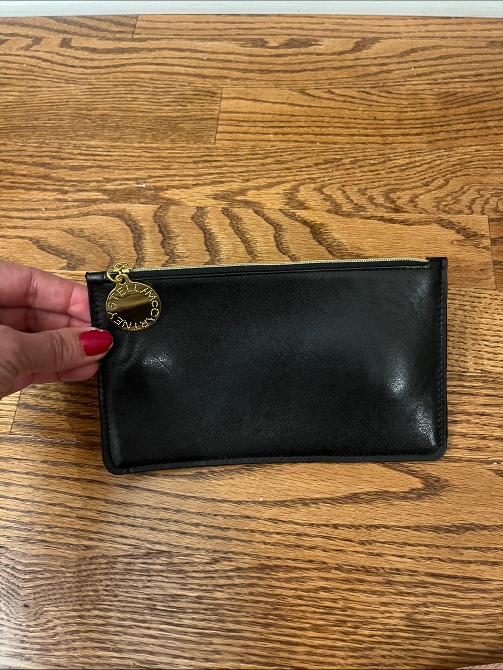 Stella McCartney Vegan Leather Black Zipper Clutch Pouch Wallet (7.5''X4.5'')